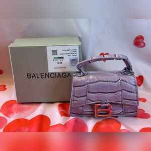 Balenciaga Purple Croc-Embossed Mini Bag